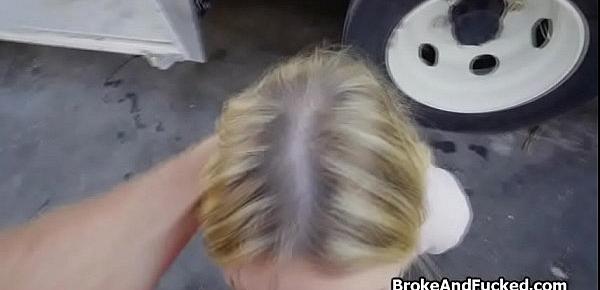  Broke blonde spreading wide between trucks